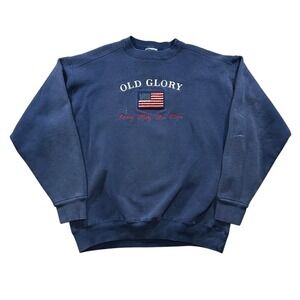 Vintage‎ Eagle Old Glory Long May Wave Embroidered American Flag Sweatshirt USA